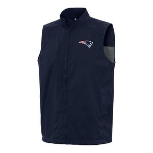 New England Patriots Antigua WindBreaker Brisk Full-Zip Vest - NavySize M